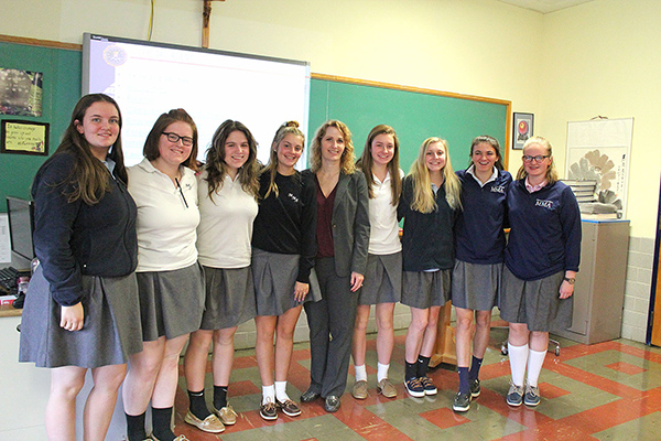 Mount Mercy students meet with Special Agent Desiree Smith, a recruiter for the FBI Baltimore Division. (Courtesy of Mount Mercy Academy)