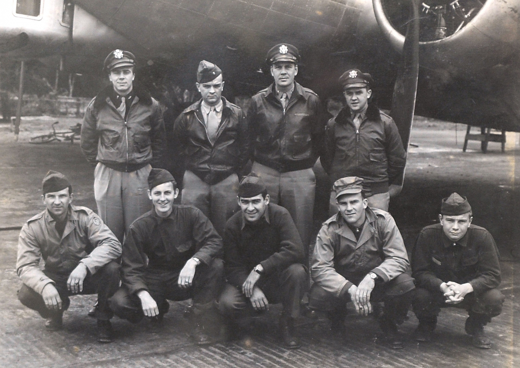 WW II Veteran and former Judge William Kane, top row far right, and his crew in England before their B-17 he was shot down over the North Sea in 1944 as an U.S. Airfare navigator during the War. (Courtesy of Judge William Kane)