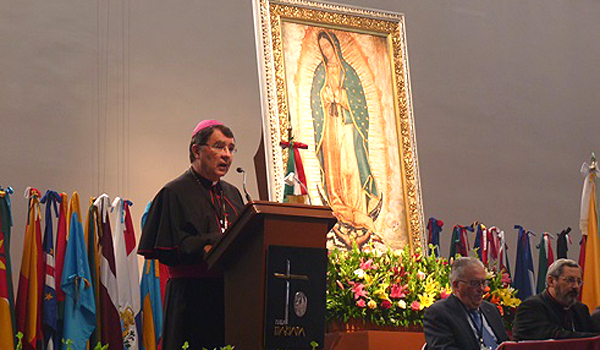 Archbishop Christophe Pierre, apostolic nuncio to Mexico, speaks at the Shrine of Our Lady of Guadalupe on Nov. 16, 2013. (Michelle Bauman/CNA)