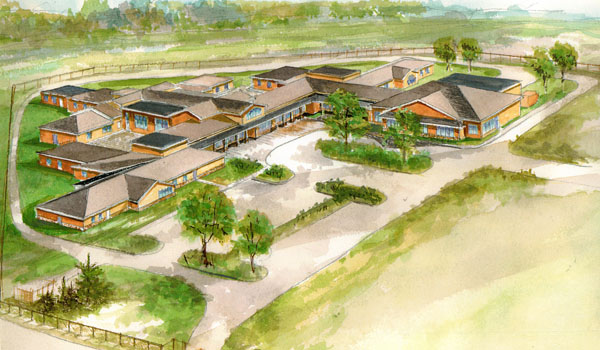 Artist rendering of the new treatment facility. (Courtesy of Baker Victory Services)