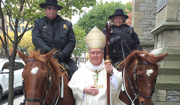 This is the third year Bishop Richard J. Malone will celebrate the Blue Mass for first responders at St. Joseph Cathedral. (WNYC File Photo)