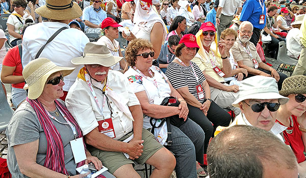 Marlene and John Gehl (from left), Martha Delaney, Marilyn and Bud Northway, and Doris and Ken Wolfe traveled to the Vatican to mark the golden jubilee of the Charismatic Renewal movement in the United States.