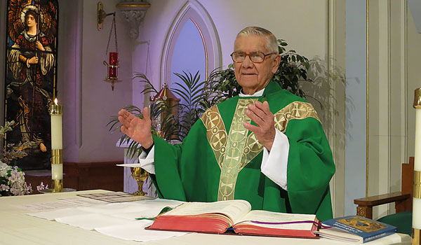 Father Ronald Sams, SJ, is one of many consecrated religious priests who celebrate Sunday Mass, a production of Daybreak TV. (Courtesy of Daybreak TV)