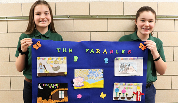 Students at St. Benedict School crafted a quilt as part of their Catholic Schools Week activities. (Courtesy of St. Benedict School)