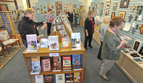 It is a packed house at the Catholic Union Store during the grand re-opening of the store, located on the first floor in the southwest corner of the Catholic Center at 795 Main St. in Buffalo. (Dan Cappellazzo/Staff Photographer)