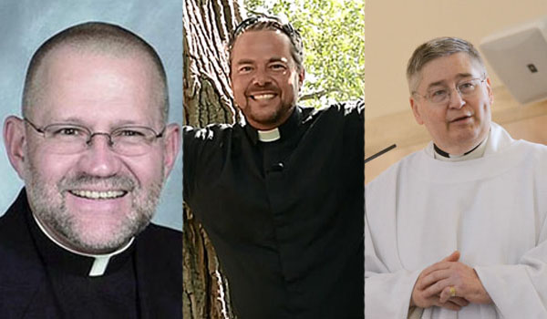 Father Charles Slisz (left) has been named the new rector of St. Joseph Cathedral. Father David Richards (center) and Father Michael Burzynski also received new assignments.