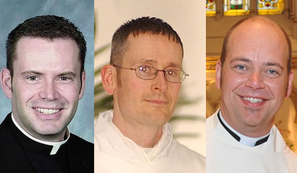 Father Raymond Corbin (from left), Father David Baker and Father Bryan Zielenieski received new assignments.