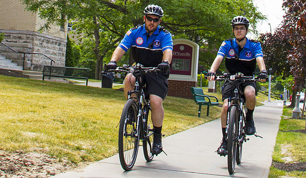 New D'Youville College bike patrol on campus.