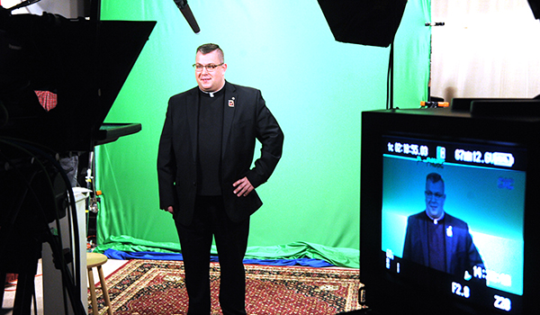 Father Jeffery Nowak will use his role as honorary chairperson of the annual Catholic Communication Campaign to spread the word of the work the diocesan Office of Communications does with newspaper, television, radio and social media. (Dan Cappellazzo/Staff Photographer)