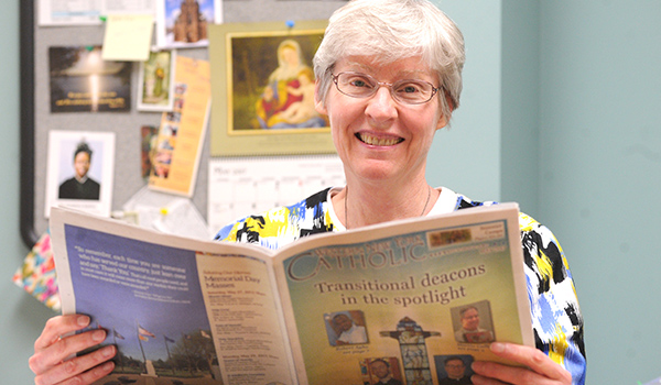 Sister Barbara Schiavoni, GNSH, acts as the as the spiritual eyes of the Communications Department by helping the office be accurate in areas like theology. (Dan Cappellazzo/Staff Photographer)