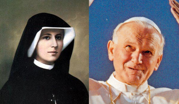 St. Faustina and St. John Paul II.