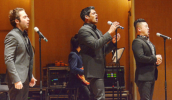 The Forte Tenors perform at Kleinhans Music Hall in Buffalo after Bishop Richard Malone (not pictured) announced that the 2016 Catholic Charities Appeal exceeded the goal and raised $11,108,356.45. (Patrick McPartland/Staff Photographer)