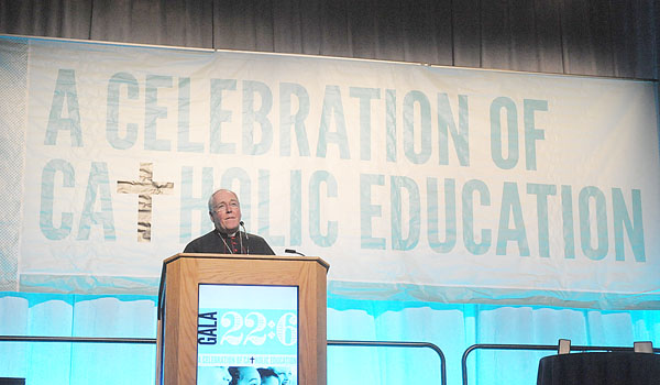 Bishop Richard J. Malone gives the keynote at the 2016 Gala 22:6 A Celebration of Catholic Education dinner.
(Patrick McPartland/Staff Photographer)