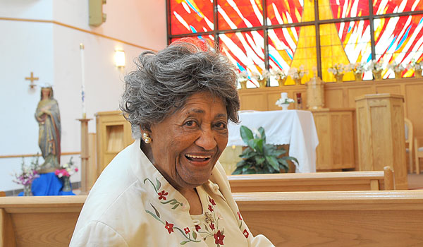At 97 years old, Velma Holt still attends Mass at SS. Columba-Brigid Church in Buffalo.