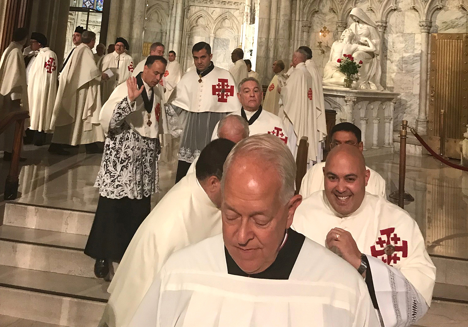 Two men from the Diocese of Buffalo participated in the Investiture and Promotion Mass of Equestrian Order of the Holy Sepulchre of Jerusalem. At St. Patrick Cathedral in New York City, Father Cole Webster was inducted into the order as a knight chaplain and Terrence McCann was promoted to the rank of knight commander.

Courtesy of Father Cole Webster.