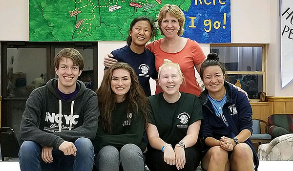 Immaculate Conception's youth group members prepare for a service trip to the Appalachian Mountains in Pennsylvania. Among those who went were Tanner Newell (front, from left), Alexandra Mullane, Annie Koester, Julia Livingston, Anna Brach (back) and Denise York. (Courtesy of Immaculate Conception)