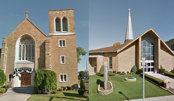 St. Bernard (left) and Our Lady of Czestowchowa parishes will link in October.