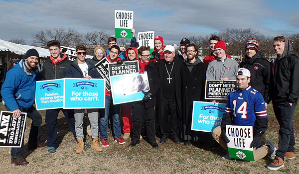 Representatives from the Diocese of Buffalo gather on the National Mall to begin the March for Life in January. The Office of Pro-Life is organizing buses to Washington, D.C., for those who want to participate in 2019. (Courtesy of Pro-Life Department)