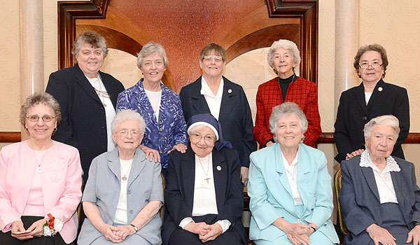 Front row (from left) are Sisters Concetta DeFelice, Nancy Walsh, Francis Marie Vallone, Teresita Richardson and Helen Buscarino. In the back row (from left) are Sisters Renee Kopacz, Louise Alff, Mary Walheim, Marianne Ferguson and Bernadine Salazar. (Patrick McPartland/Staff Photographer)
