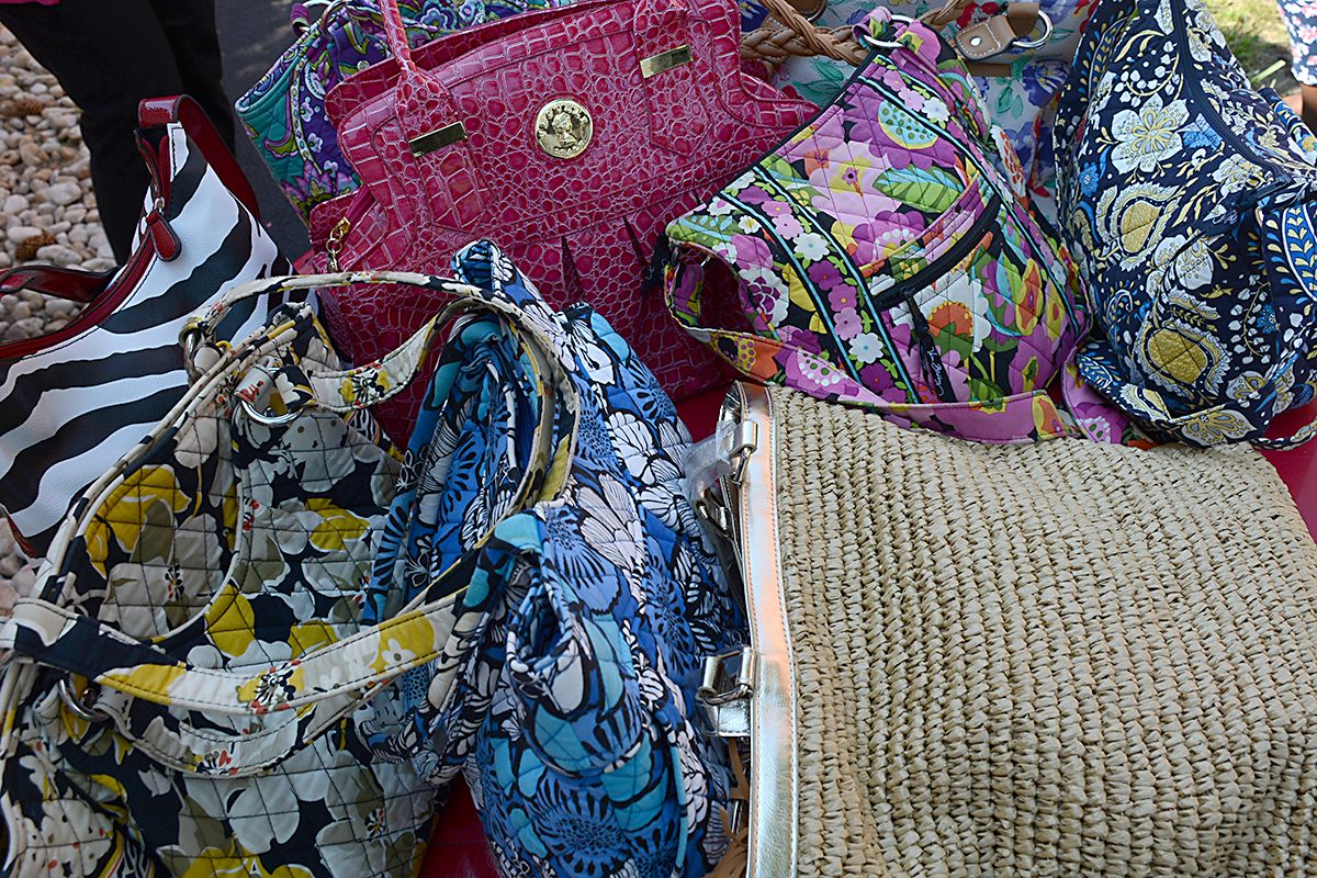 An assortment of lovely purses donated to the  Mother Teresa Home by Susan Riley, owner of Susan Riley Design Inc. and organizer of the Purse Project. (Dan Cappellazzo/Staff Photographer)