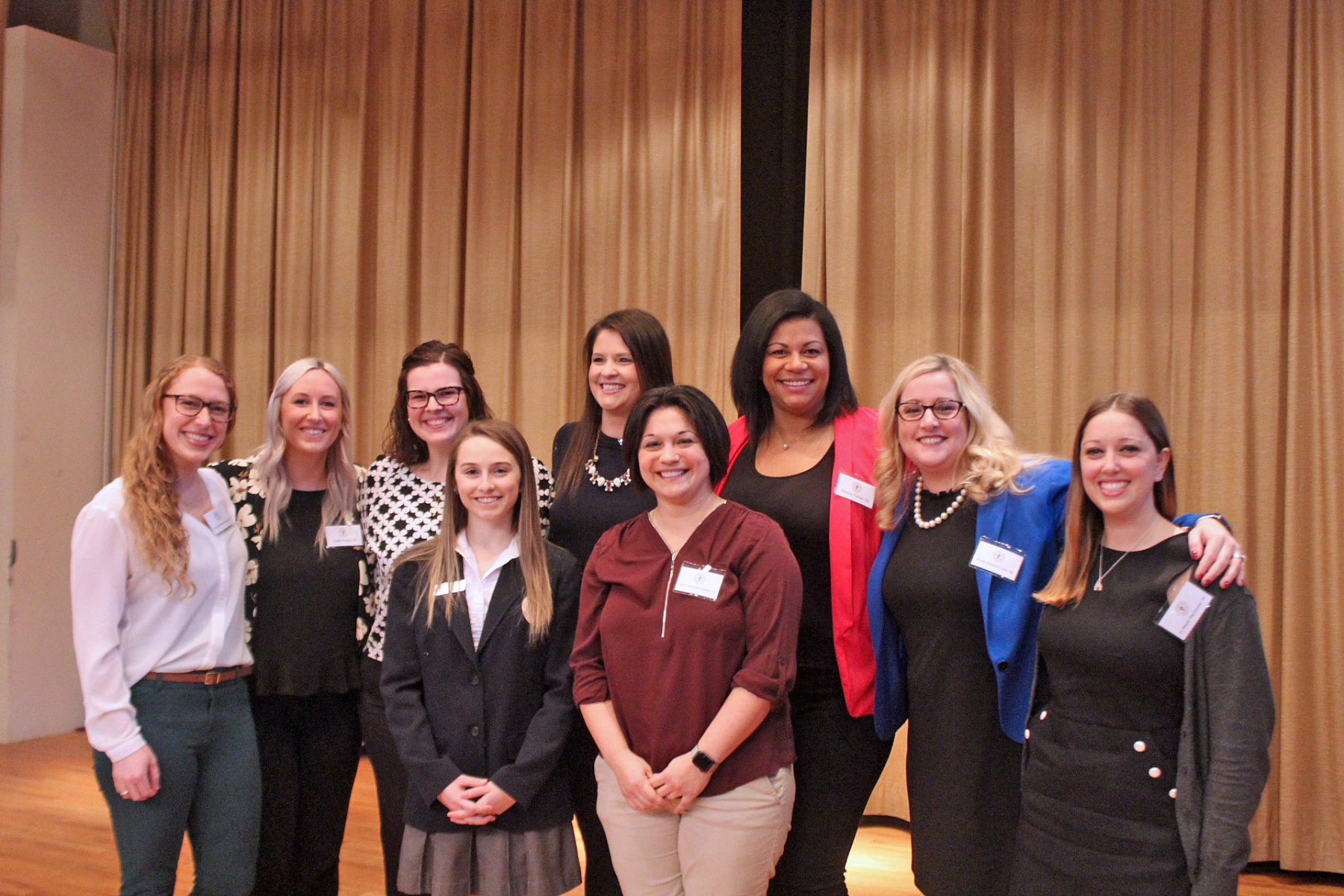 Mount Mercy Academy's guidance department and Alumnae Association recently sponsored a career day for the students. The event featured a panel discussion with eight successful alumnae from a variety of fields.  The event was titled `Girls Can Do Anything`. Taking part ion the event are (front row left to right) Student moderator Olivia Larson and Susan Dzierzewski Steblein. (back row left to right) Peggy Klavoon Cannan, Claire Kelley, Mary Reidy, Peggy Shea Sherber, Jessica Turner, Susan Anderson Was and Dr. Megan Wierchowski.
(Courtesy of Mt. Mercy Academy)