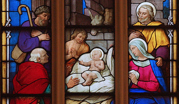 Nativity window at St. Joseph Cathedral