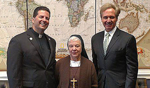Father James Maher and Sister Johnice Rzadkiewicz, CSSF, was a guest of Congressman Brian Higgins to the Holy Father's address to Congress. (Courtesy of Niagara University)