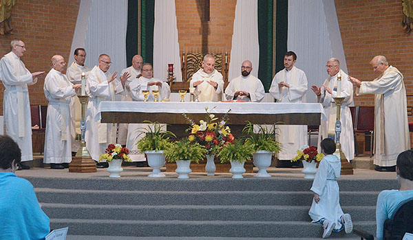 St. Leo the Great pastor, Msgr. Robert E. Zapfel, STD, celebrates Mass with his fellow priests who were present for a Day of Reparation and Healing: A Path to Hope. (Courtesy of St. Leo)
