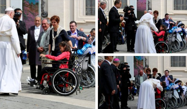 The meeting between Pope Francis and Veronica Cantero Burroni was captured by the Spanish arm of Catholic News Agency on their Twitter feed, @ACIPrensa. 