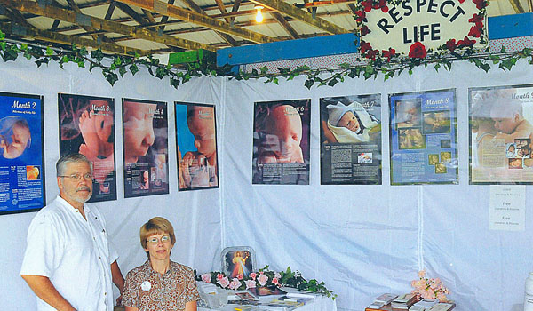 Robert and Yvonne Smith will have their `Respect Life Booth` displayed at Holy Name of Mary Church, Ellicottville.