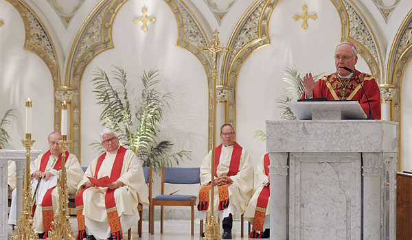 Bishop Richard Malone delivers the homily during the annual Red Mass at St. Joseph Cathedral in Buffalo. (Patrick McPartland/Staff Photographer)