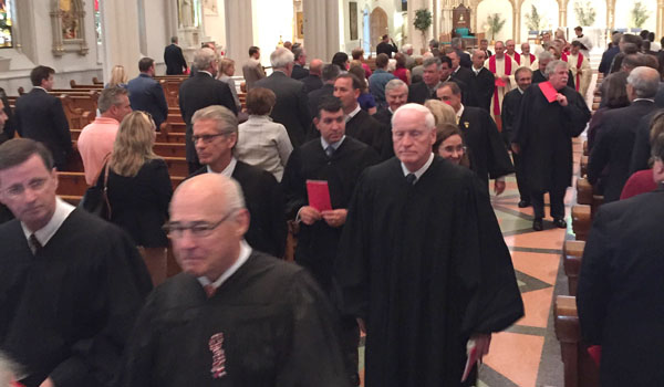 Dozens of judges and lawyers attended the annual Red Mass at St. Joseph Cathedral, Wednesday, sponsored by the St. Thomas More Guild.