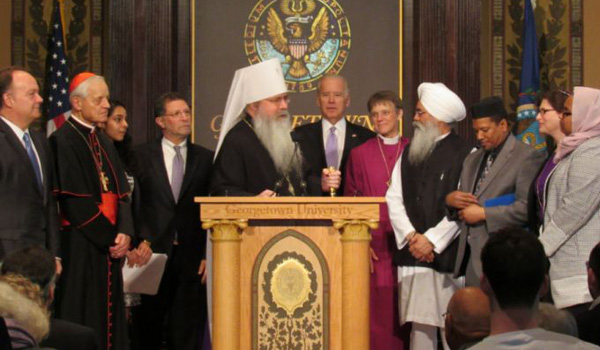 Religious leaders gather at Georgetown Dec.16, 2015. (Matt Hadro/CNA)