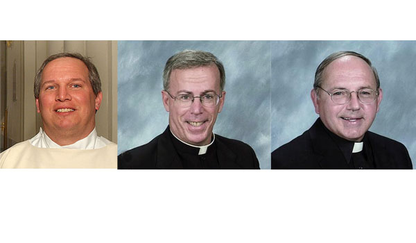 Father Todd M. Remick (from left), Father Bernard U. Nowak and Father Lawrence P. Damian (WNYC File)