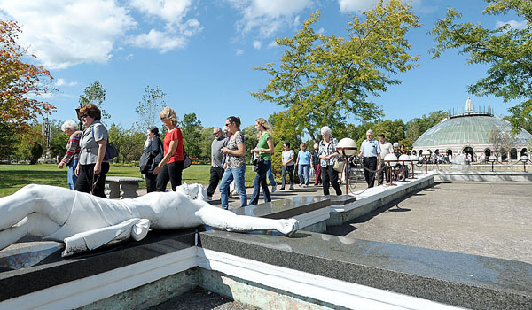 Pilgrims process through the grounds at Our Lady of Fatima Shrine, Lewiston. (Patrick McPartland/Staff Photographer)