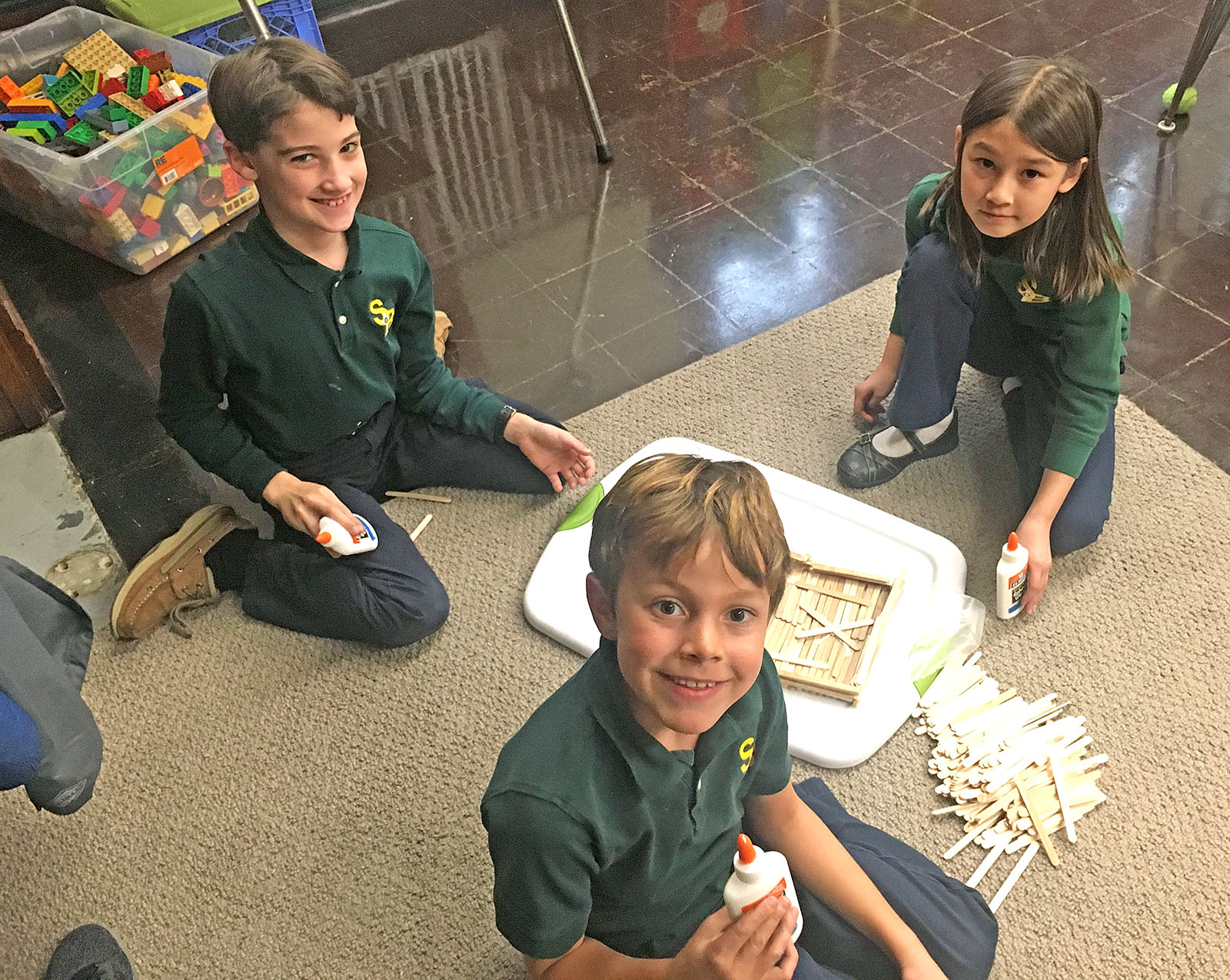 Third-graders at St. Benedict School design and build their Ziggurat Marble Runs.