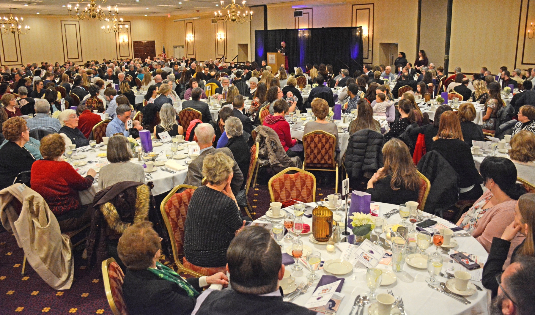 Bishop Richard J. Malone speaks as hundreds of people attend the eight annual benefit banquet for the St. Gianna Molla Pregnancy Outreach Center at the Millennium Hotel  on February 26th. Bishop Richard J. Malone and others spoke at the benefit.The St. Gianna Molla Pregnancy Outreach Center has helped countless pregnant women since its inception and is a resource for area hospitals, courts and referring agencies.
Dan Cappellazzo/Staff Photographer
