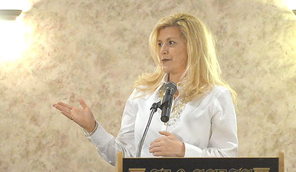 Jacquie Stalnaker spoke to pro life advocates during the annual St. Gianna Molla Center Banquet. (Patrick McPartland/Staff Photographer)