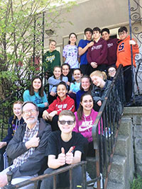 James Werick with St. John's 8th grade students