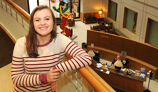 Mount Mercy High School junior Nora Galley did a tobacco audit of South Buffalo convenience stores to see if they market tobacco products to teens. She has become an anti-tobacco activist and now volunteers with a group called Reality Check, based at Roswell Park Cancer Institute. Galley is shown here at RPCI. (Dan Cappellazzo/Staff Photographer)