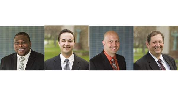 Transitional deacons Venatius Agbasiere (from left), Samuel Giangreco, Michael LaMarca and Michael Brown.