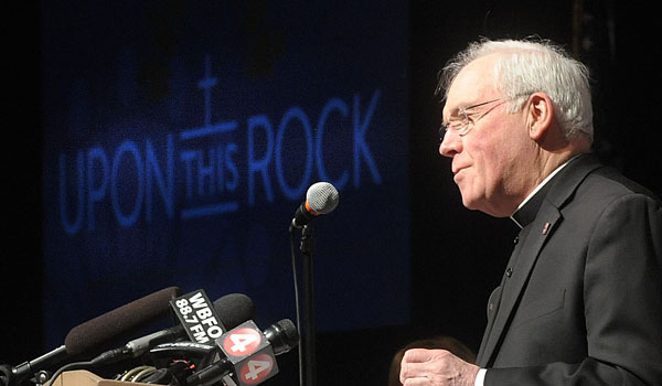 Bishop Richard J. Malone launched Upon This Rock, a $100 million capital and endowment campaign, to reshape and strengthen the funding of key ministries and programs of the Church throughout the eight-county diocese. (Patrick McPartland/Staff Photographer)