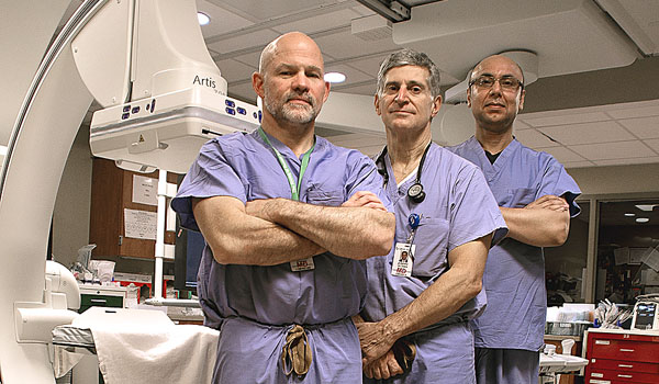 Cardiac surgeon Stephen Downing (from left), and  interventional cardiologists Joseph Gelormini and Nadeem Haq are part of Catholic Health's Valve Center team.