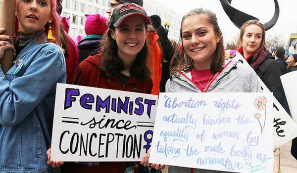 Pro-lifers participate in the Women's March on Washington, Jan. 21, 2017. (Addie Mena/CNA)