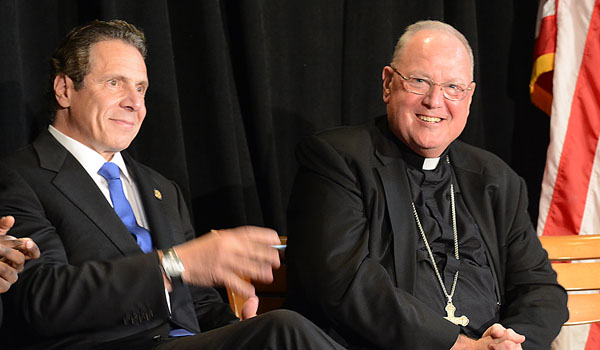Governor Andrew M. Cuomo and Cardinal Timothy Dolan paid a visit to Eggertsville today as part of a cross-state tour to promote the education tax credit. 
(Patrick McPartland/Staff Photographer)