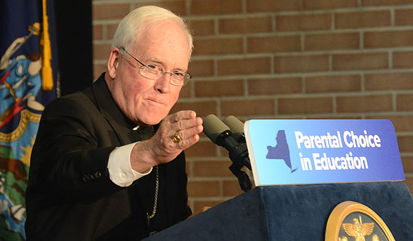 Bishop Richard J. Malone will join other NY Catholic leaders to meet with Albany legislators about the Parental Choice in Education Act Monday morning. (Patrick McPartland/Staff Photographer)
