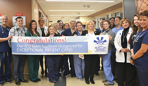 Physicians, nurses and hospital staff of the Mercy Hospital Intensive Care Unit (pictured above) were proud to be recognized with the Beacon Award for Excellence in patient care. (Courtesy of Mercy Hospital)