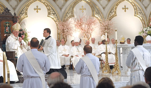 Bishop Richard J. Malone celebrating a Mass of Ordination. (WNYC File Photo)