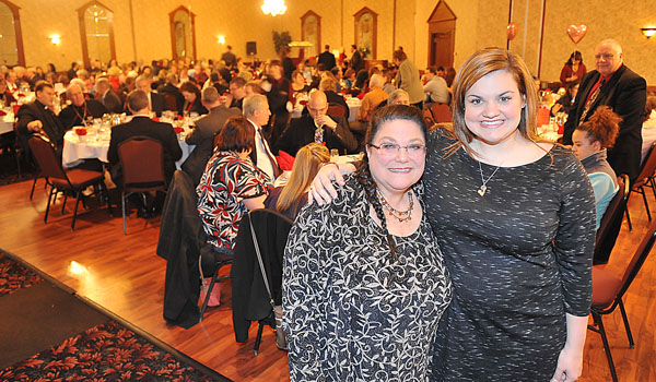 Cheryl Calire, director Pro-Life Activities, joins Abby Johnson, former director of Planned Parenthood, author of  `Unplanned` and founder of `And Then There Were None,` at the fourth annual benefit banquet for St. Gianna Molla Pregnancy Outreach Center. This year's attendance was the largest in the benefit's history.
(Patrick McPartland/Staff Photographer)