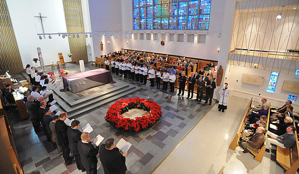 The Christ the King Festival Chorus opens Solemn Vespers at Christ the King Seminary with song on the second Sunday of Advent.
(Patrick McPartland/Staff Photographer)